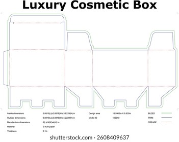 Luxury Cosmetic Packaging Box Design Template DieCut Artwork
