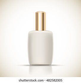 Luxury cosmetic packaging with gold cap and blank space for your design isolated vector illustration