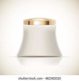 Luxury cosmetic packaging with gold cap and blank space for your design isolated vector illustration