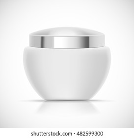 Luxury cosmetic packaging with silver cap and blank space for your design isolated vector illustration