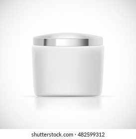 Luxury cosmetic packaging with silver cap and blank space for your design isolated vector illustration