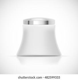 Luxury cosmetic packaging with silver cap and blank space for your design isolated vector illustration