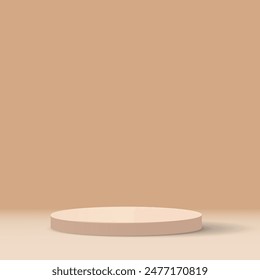 Luxury cosmetic podium design mockup product display. Abstract composition in minimal design. Luxury background with realistic cylinder pedestal podium. Abstract vector rendering geometric forms.