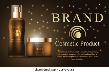 Luxury cosmetics product with luxury background vector illustrations, cosmetic product mockup vector 
