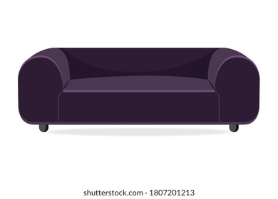 Luxury couch. Isolated comfortable couch seat icon. Luxury style living room sofa front view. Vector interior soft furniture design, exclusive office or lounge decoration and comfort