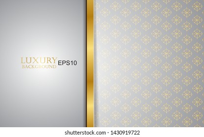 Luxury cover background white and golden line a combination with golden pattern decoration. Vector template for use premium concept element cover, banner, card, business advertising