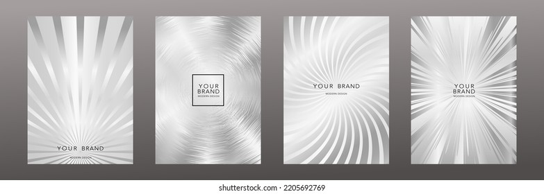  Luxury cover design set. Abstract Christmas background with silver line pattern. Elegant vector template for premium menu, wedding invitation, flyer layout, premium card