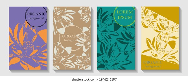 Luxury cover design template. hand drawn lotus flowers with leaves, minimalist pastel style Design for packaging design, social media post, cover, banner, creative post.