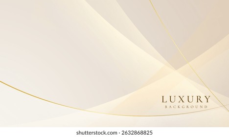 Luxury cream abstract background with golden lines. Elegant wave shapes for premium design, wedding invitation, business card, cosmetic branding, and stylish product packaging.