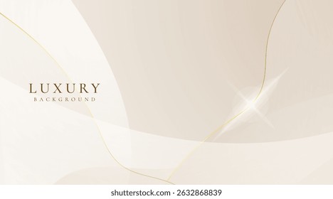 Luxury cream abstract background with golden lines. Elegant wave shapes for premium design, wedding invitation, business card, cosmetic branding, and stylish product packaging.