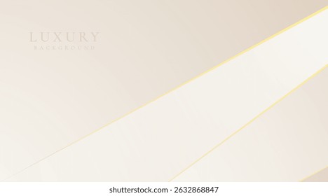 Luxury cream abstract background with golden lines. Elegant wave shapes for premium design, wedding invitation, business card, cosmetic branding, and stylish product packaging.