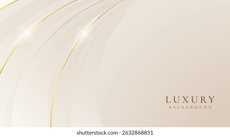 Luxury cream abstract background with golden lines. Elegant wave shapes for premium design, wedding invitation, business card, cosmetic branding, and stylish product packaging.