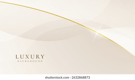 Luxury cream abstract background with golden lines. Elegant wave shapes for premium design, wedding invitation, business card, cosmetic branding, and stylish product packaging.