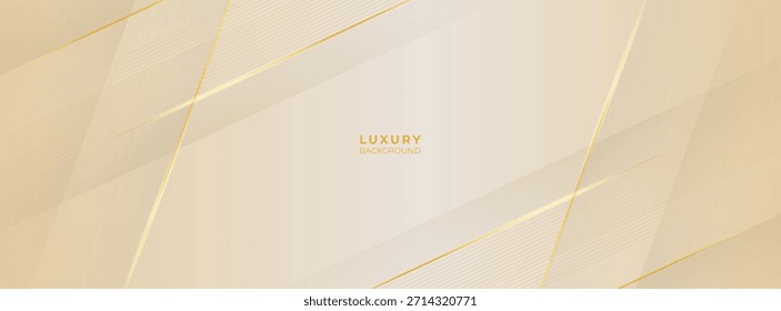 Luxury Cream and Beige Abstract Background with golden lines. Elegant wave shape for premium design, branding layout, and wedding event.