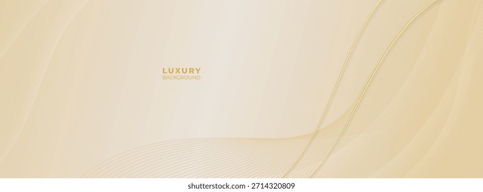 Fondo Abstractas crema y beige de lujo con líneas doradas. Forma de onda elegante para diseño premium, diseño de marca y evento de boda.