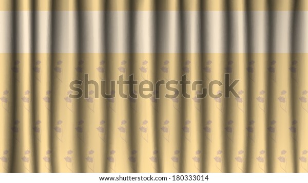 Luxury Cream Color Drapes Curtain Flower Stock Vector Royalty