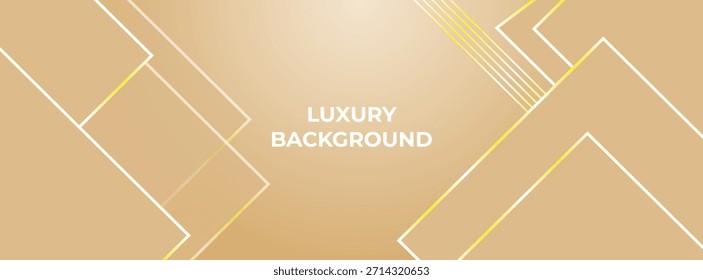 Luxus Creme und Dreieck abstrakter Hintergrund mit goldenen Linien. Elegante Wellenform für Premium-Design, Branding-Layout und Hochzeitsfeier.