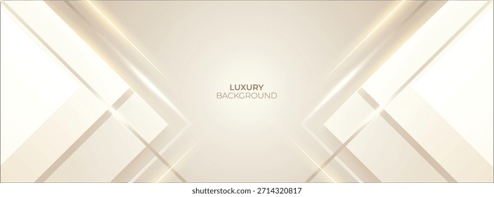 Luxury Cream and triangle abstract Background with golden lines. Elegant wave shape for premium design, branding layout, and wedding event.