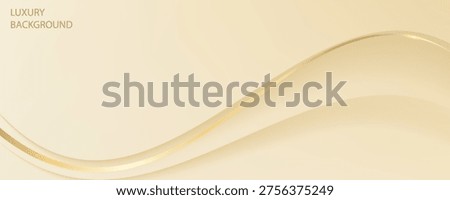 Luxury Cream Waves Abstract Background with golden lines.