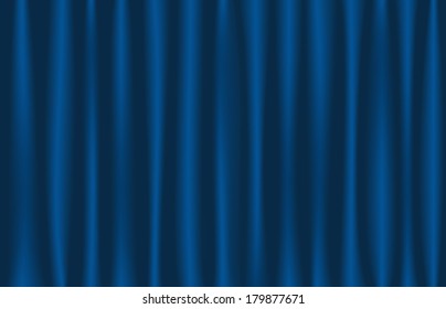 Luxury creases dark blue curtain with many shadows (vector)