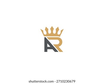 Luxury creative AR or RA letter logo with crown icon Template