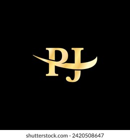 Luxury creative Letter PJ logo template, serif typography vector of company initial name monogram design