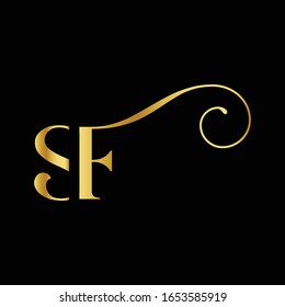 
Luxury Creative and Minimal Initial based SF Logo Golden and black color