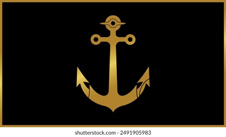 Luxury creative solid golden boat ship nautical anchor icon sign, Gold color isolated solid ship anchor vector icon sign.