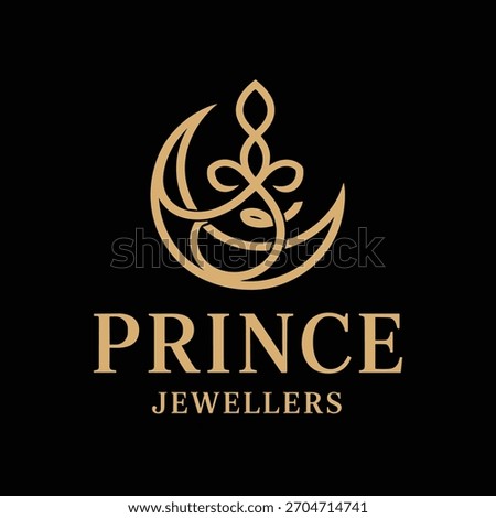 Luxury Crescent Moon and Knot Line Art Logo