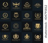 Luxury and Crest logo collection with Crown, Wing, Emblem, Heraldic Monogram in vintage style.