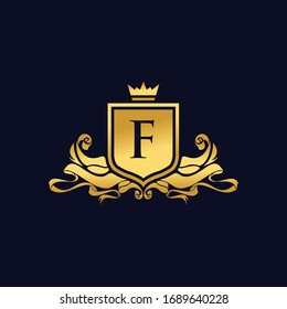 Luxury crest symbol with clasical style logo design template