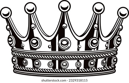 Luxury crown black and white illustration