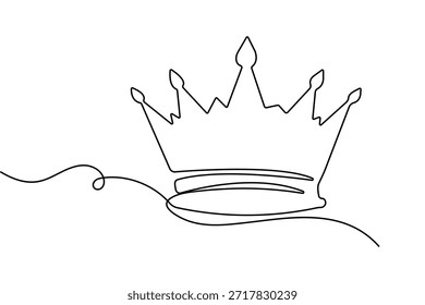 Luxo coroa contínua uma linha arte moderna contorno vetor ilustração isolado
