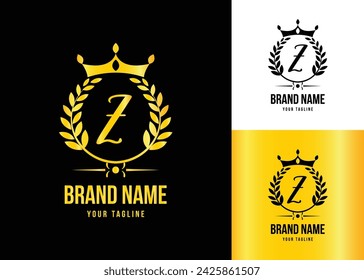 Luxury Crown Fashion logo Vector Letter Z .