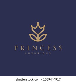 Logotipo de la corona y la flor de lujo - Plantilla para el logotipo del vector