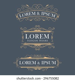 Luxury crown frame modern vector logos flourishes calligraphy elegant template