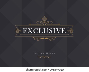 Luxury crown frame modern vector logos calligraphy flourishes elegant template