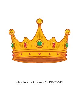 Luxury Crown Hand Drawn. Vector illustration isolated on white background. vector illustration