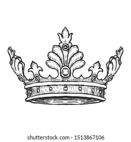 Luxury Crown Hand Drawn. Vector illustration isolated on white background. vector illustration