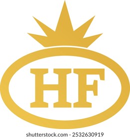 Luxury Crown HF logo design. Crown FH logo vectors. HF logo design. Letters HF icon vectors. Circle FH logo design royalty free download