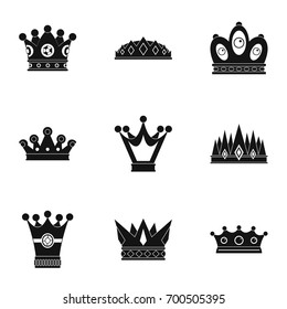 Luxury crown icon set. Simple set of 9 luxury crown vector icons for web isolated on white background