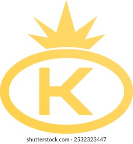 Luxury Crown K logo design. K logo design. Crown K logo vectors golden color icon. 