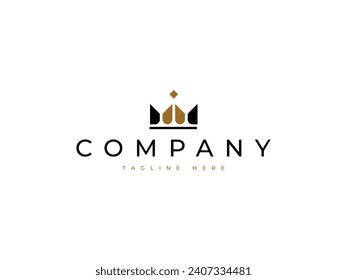 luxury crown king queen logo design