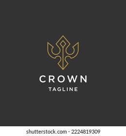 Luxury crown line logo design template flat vector