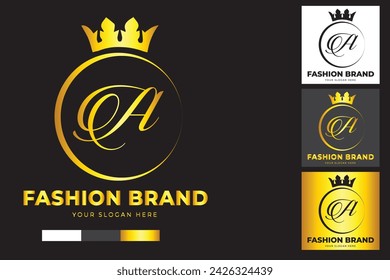 Luxury crown logo design template . suitable for fashion, brand, kingdom, crown, king, queen Letter A