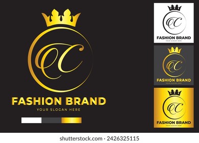 Plantilla de diseño de logotipo de corona de lujo . adecuado para la moda, marca, reino, corona, rey, reina Letra C .
