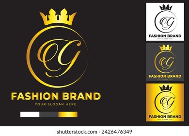  Luxury  crown logo design template . suitable for fashion, brand, kingdom, crown, king, queen Letter G .