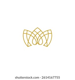 luxury crown logo in gold color line art design style