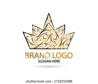 Luxury Crown Logo in Gold. For modern Business company brand logo design vector illustration.