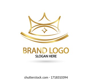 Luxury Crown Logo in Gold. For modern Business company brand logo design vector illustration.